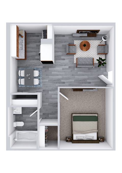 Small One Bedroom One Bathroom Floorplan at Williams Gateway